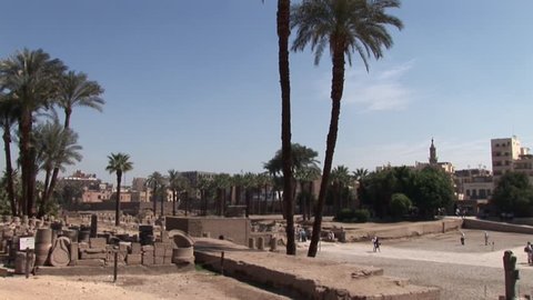 Video footage of the Luxor Temple with Sphinx in Egypt in Luxor