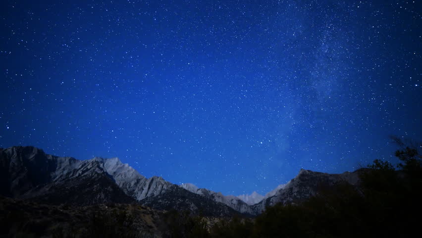 Astrophotography time lapse footage with pan right motion of Milky Way galaxy across Mt. Whitney in Sierra Nevada Mountains in California | Shutterstock HD Video #11816267