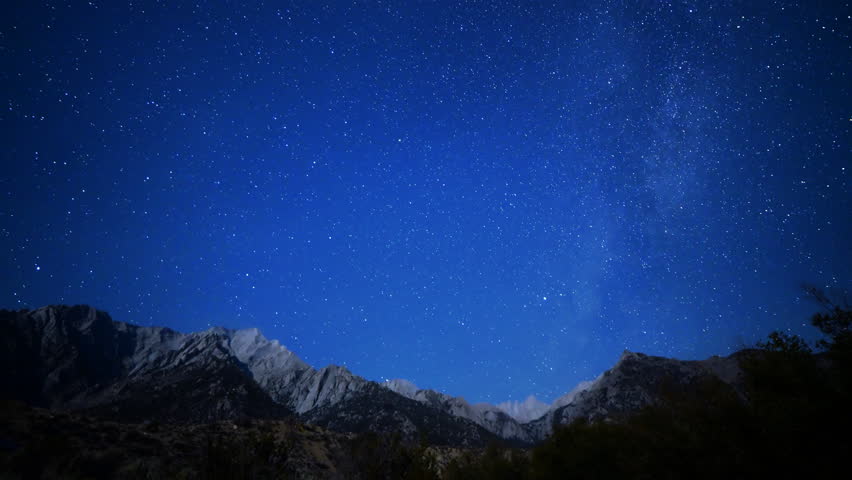 Astrophotography time lapse footage with zoom out motion of Milky Way galaxy across Mt. Whitney in Sierra Nevada Mountains in California | Shutterstock HD Video #11816273