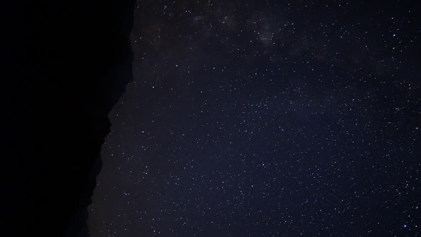 Astrophotography time lapse footage with pan motion of Milky Way galaxy across Mt. Whitney in Sierra Nevada Mountains in California -Vertical Shot-