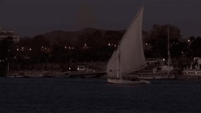 Video footage of the river Nile in Egypt at night