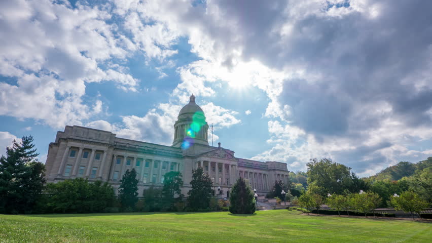 Cloud Time Lapse of Frankfort Kentucky Capital Building