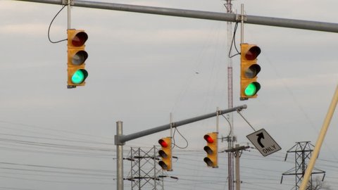 Traffic Light Intersection Close Low Angle Stock Footage Video (100% ...