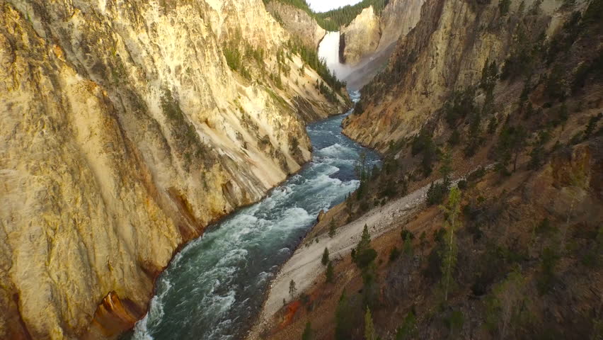 Aerial video in Yellow Stone National Park, Wyoming.
