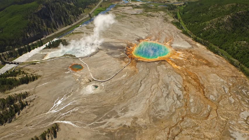 Aerial Video in Yellow Stone National Park. Wyoming.
