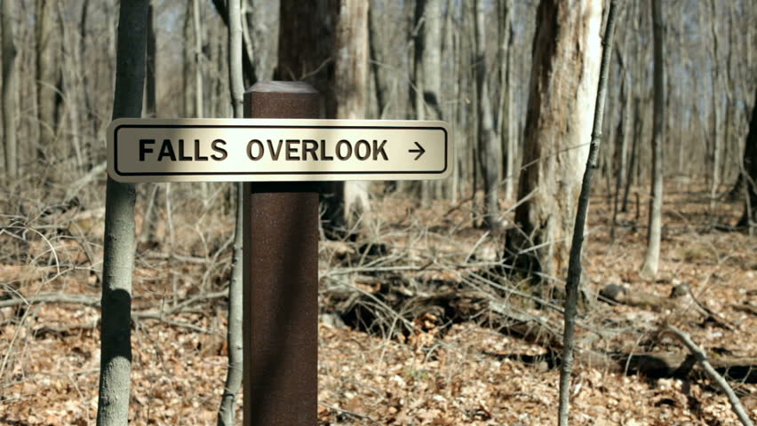 Falls overlook Sign in Forest