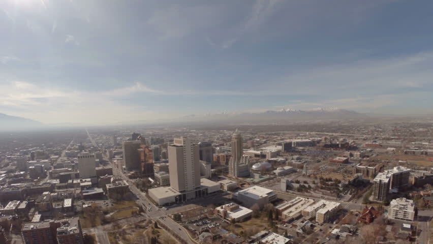 Aerial video of Salt Lake City, Utah. 