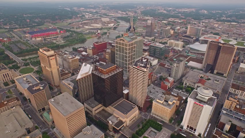 Aerial video of Nashville Tennessee. 