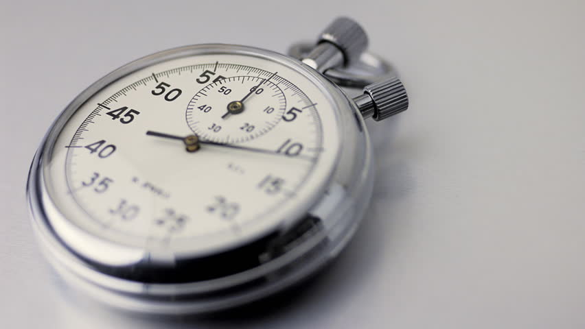 Timelapse of stopwatch running with shallow depth of field