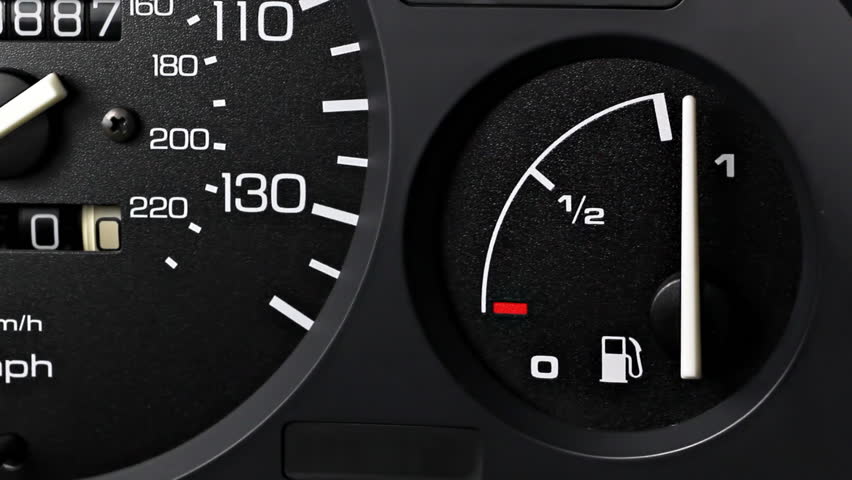 Car fuel gauge going from full to empty