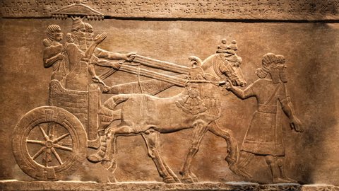 King's hunt. Relief from Palace of Assurbanipal in Nineveh, Assyria