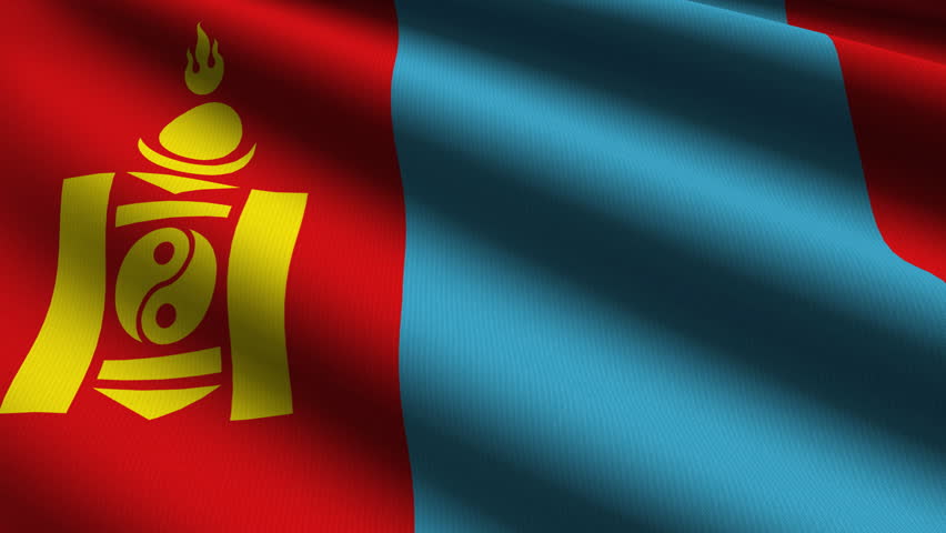 Mongolia Close up waving flag - HD loop 