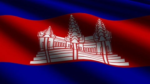 Cambodia Close up waving flag - HD loop 