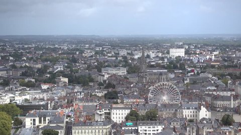NANTES, FRANCE - CIRCA SEPTEMBER 2015: View of Nantes from the top of Tour Bretagne, a 37 stories skyscraper situated in downtown Nantes.