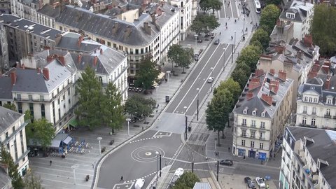 NANTES, FRANCE - CIRCA SEPTEMBER 2015: View of Nantes from the top of Tour Bretagne, a 37 stories skyscraper situated in downtown Nantes.