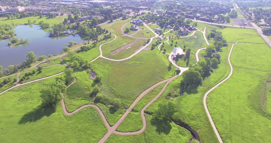 Aerial view of Belmar Park in Lakewood Colorado.