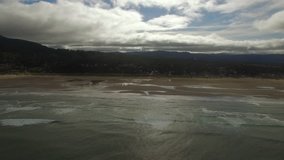 Aerial video of Canon Beach on the Oregon coast.
