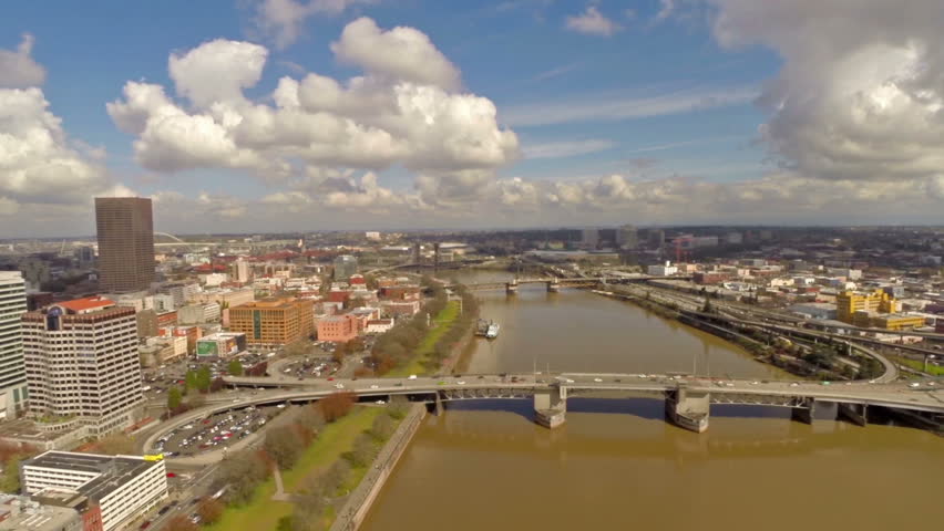 Aerial video in Portland, Oregon. 