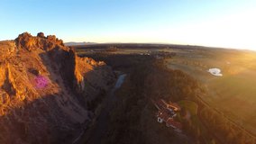 Aerial video of Smith Rock State Park in Central Oregon.