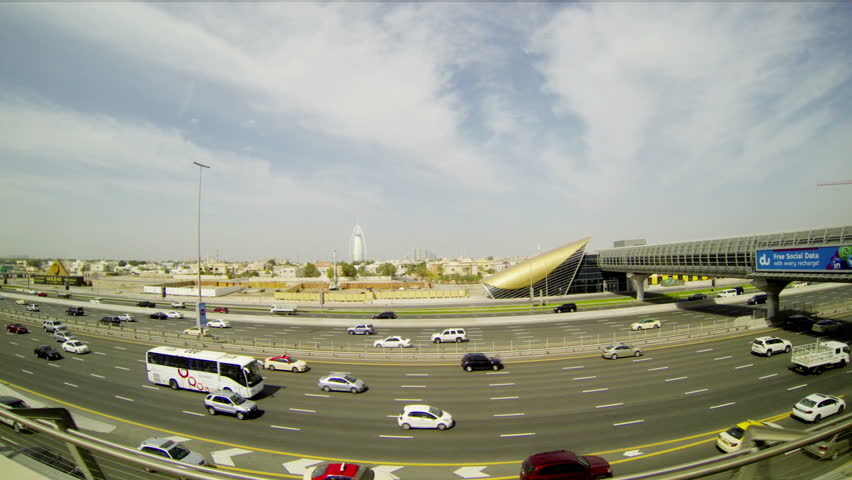 Dubai UAE View Train Marina Buildings
