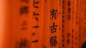 Video of Red gate torii at Fushimi Inari temple shrine in Kyoto, Japan