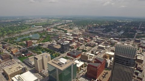 Aerial video of Omaha, Nebraska.