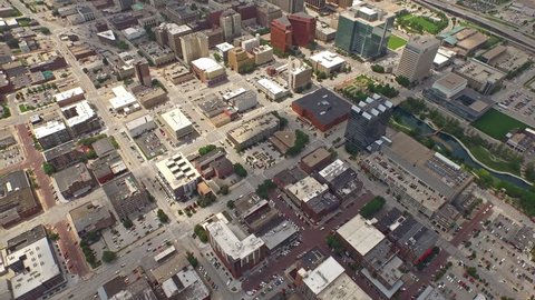 Aerial video of Omaha, Nebraska.