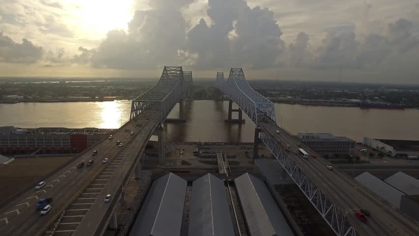 Aerial video of New Orleans in Mississippi.