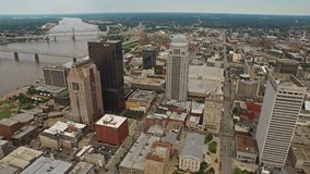Aerial video of Louisville in Kentucky. 