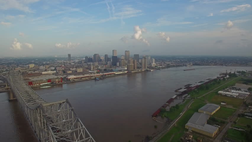 Aerial video of New Orleans in Mississippi.