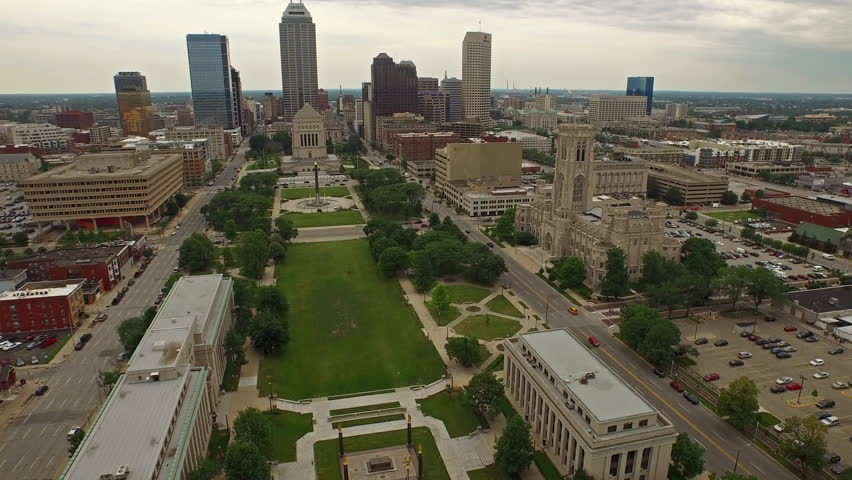 Aerial video of Indianapolis in Indiana.
