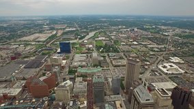 Aerial video of Indianapolis in Indiana.