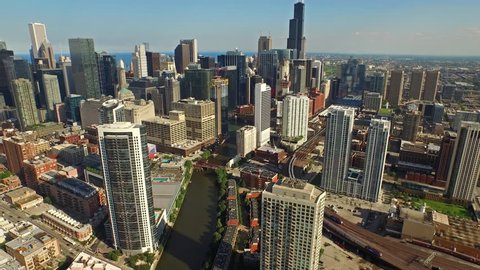 Aerial video of Chicago Illinois during the day.
