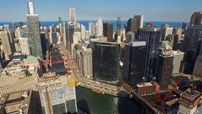 Aerial video of Chicago Illinois during the day.
