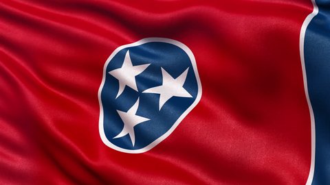 Realistic Ultra-HD Tennessee state flag waving in the wind. Seamless loop with highly detailed fabric texture. Loop ready in 4k resolution. 
