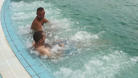 Serbia, Backi Petrovac, August 19, 2014: Jacuzzi Swim pool  enjoying aquapark summer fun