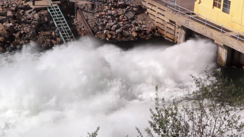 Flooding has caused the sluice gates of the dam to be opened