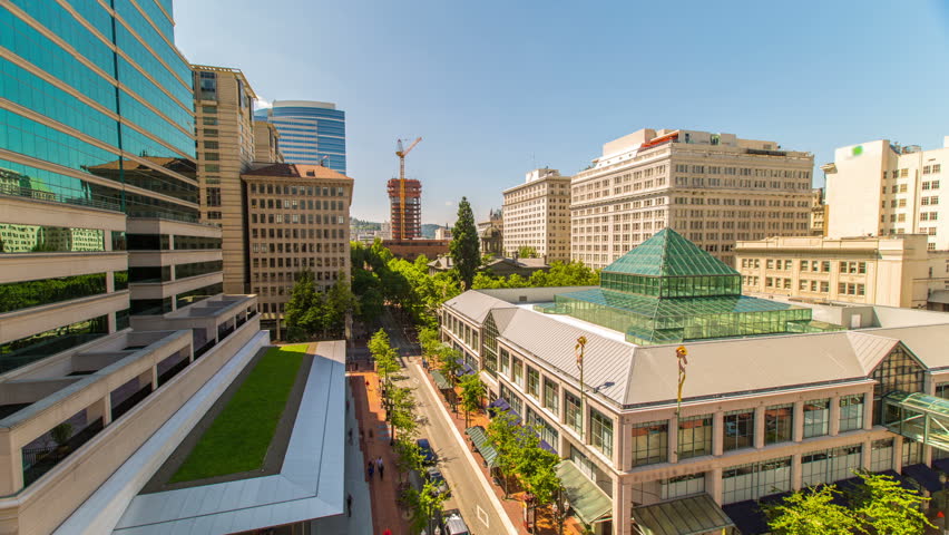 Time lapse of downtown SW Portland and Pioneer Place. Royalty-Free Stock Footage #11902370