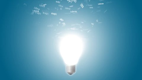 Glowing light bulb with departing marks ideas. Creative idea in bulb shape as inspiration concept