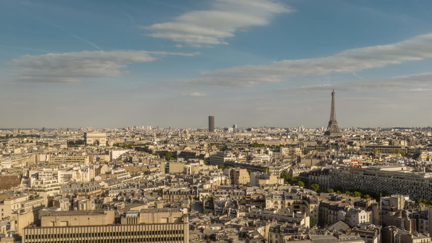 Skyline of  Paris with the Eiffel Tower and Arch de Triomphe, city Time Lapse | Shutterstock HD Video #11912132