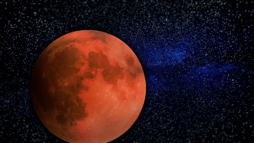 Unreal Blood Moon with Stars Stock Footage Video (100% Royalty-free ...