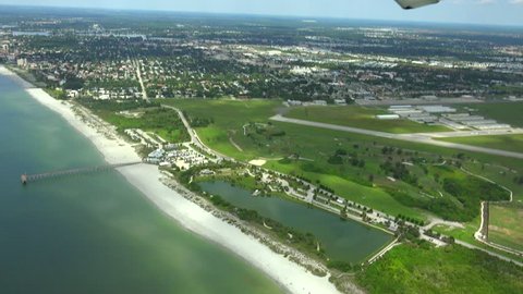 Venice Florida AERIAL 4k view, Sharky's Pier. Located on the SW coast of Fl.