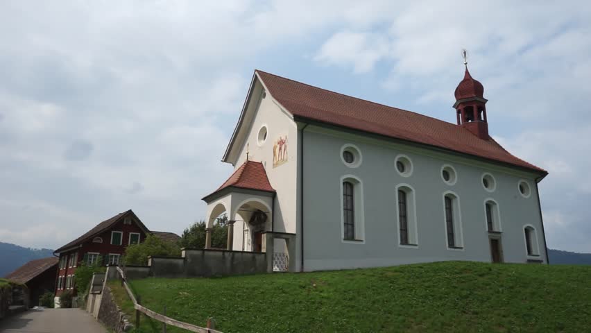BAUEN, SWITZERLAND - CIRCA JULY 2015 Church on the hill