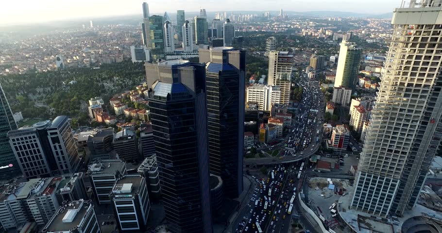 Airview of Skyscrapers of Istanbul, Turkey
