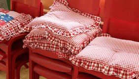 Beautiful red and white homemade plaid pillows