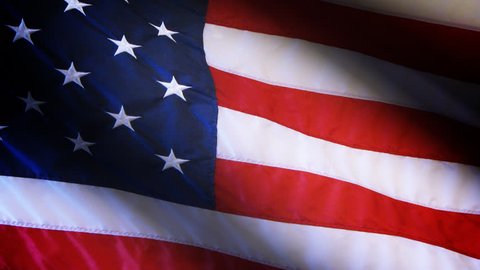 Highly detailed American flag ripples in the wind with perfect style.Detail includes stitching and star threading, fabric texture and depth of field.Looped for continuous playback. HD 1080