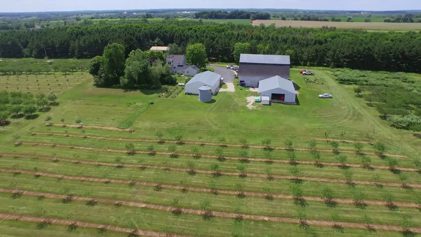 Flying forward to orchard barn (Forestville, WI - July 2015)