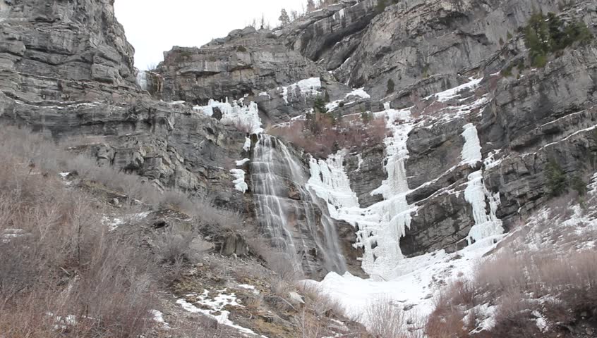 A beautiful winter waterfall