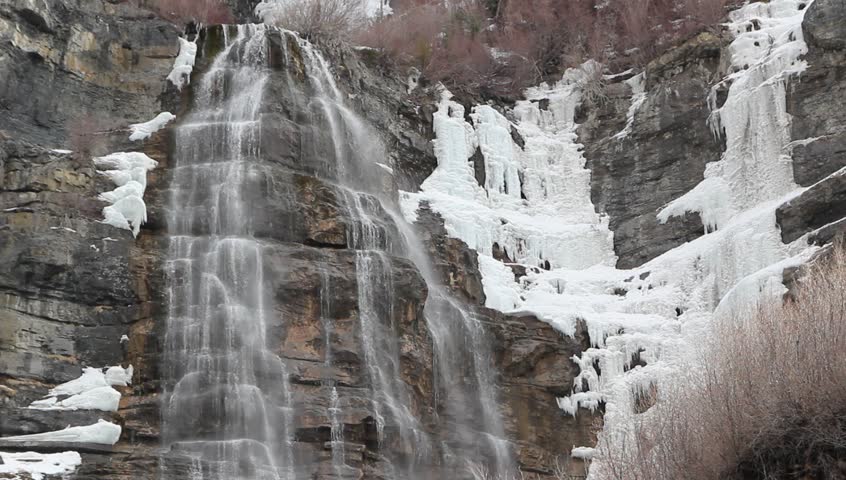 A beautiful winter waterfall