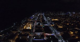 Night video of Miami Beach aerial video